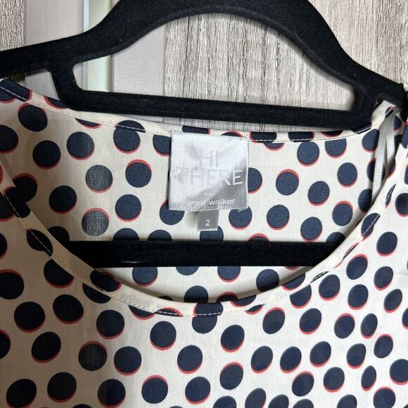 Hi There from Karen Walker Top Satin Polka Dot Balloon Sleeves Size 2 - Picture 2 of 5